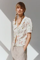 Swan Gossip x Anthropologie Cotton Collared Short-Sleeve Blouse
