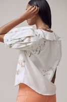 Swan Gossip x Anthropologie Cotton Collared Short-Sleeve Blouse
