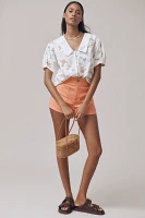 Swan Gossip x Anthropologie Cotton Collared Short-Sleeve Blouse
