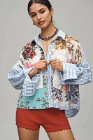 Maeve Long-Sleeve Patchwork Tea Towel Buttondown Shirt