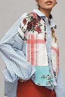 Maeve Long-Sleeve Patchwork Tea Towel Buttondown Shirt