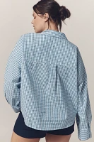 Maeve Long-Sleeve Patchwork Tea Towel Buttondown Shirt