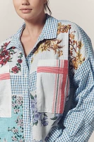 Maeve Long-Sleeve Patchwork Tea Towel Buttondown Shirt