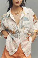 Pilcro Batwing Printed Buttondown Shirt
