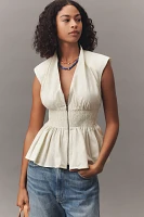 The Tommie Cap-Sleeve Smocked Front-Zip Shirt Dress: Mini Edition