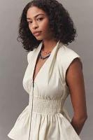 The Tommie Cap-Sleeve Smocked Front-Zip Shirt Dress: Mini Edition