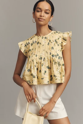 Pilcro Short-Sleeve Pleated Babydoll Blouse