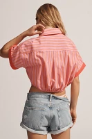 Maeve Short-Sleeve Monogram Cropped Top