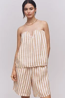 Maeve Strapless Linen Structured Striped Top