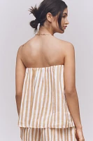 Maeve Strapless Linen Structured Striped Top
