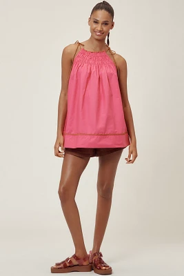 By Anthropologie Tie-Strap Smocked Tunic Tank