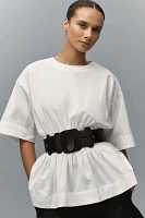 By Anthropologie Short-Sleeve Waisted Cotton Top