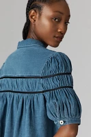 The Leandra Shirred Yoke Blouse by Maeve: Denim Edition