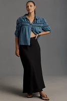The Leandra Shirred Yoke Blouse by Maeve: Denim Edition