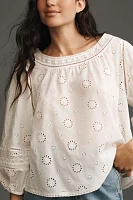 Pilcro Long-Sleeve Eyelet Swing Blouse