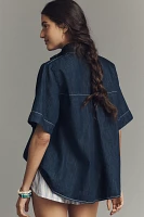 The Jeannie Short-Sleeve A-Line Blouse by Maeve