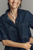The Jeannie Short-Sleeve A-Line Blouse by Maeve