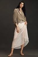 Pilcro Short-Sleeve Silky Buttondown Top