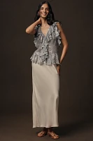 By Anthropologie Sleeveless V-Neck Ruffled Blouse