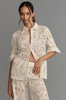 BLITHE Long-Sleeve Layered Boyfriend Lace Shirt