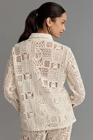 BLITHE Long-Sleeve Layered Boyfriend Lace Shirt