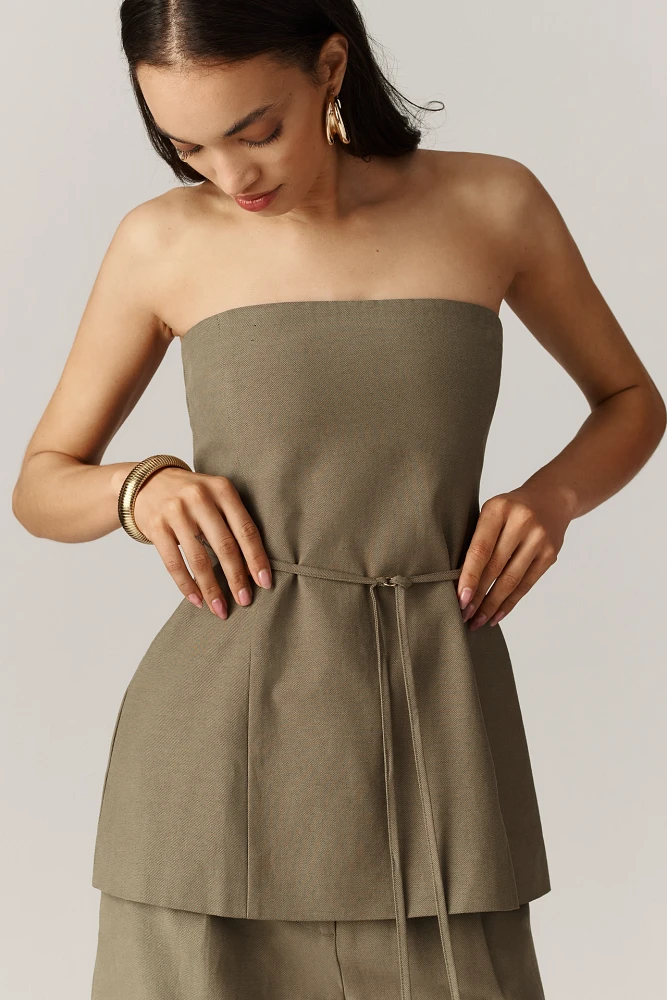 4th & Reckless Tally Strapless Tie-Waist Top