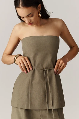 4th & Reckless Tally Strapless Tie-Waist Top