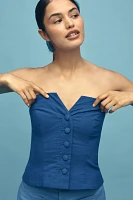 Maeve Strapless Fitted Button-Front Top