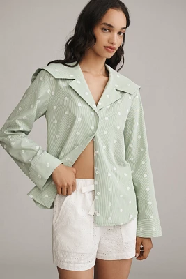 Maude Club Caspian Long-Sleeve Buttondown Blouse