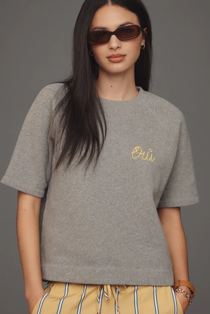 Clare V. Oui Short-Sleeve Sweatshirt Top