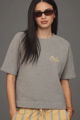 Clare V. Oui Short-Sleeve Sweatshirt Top