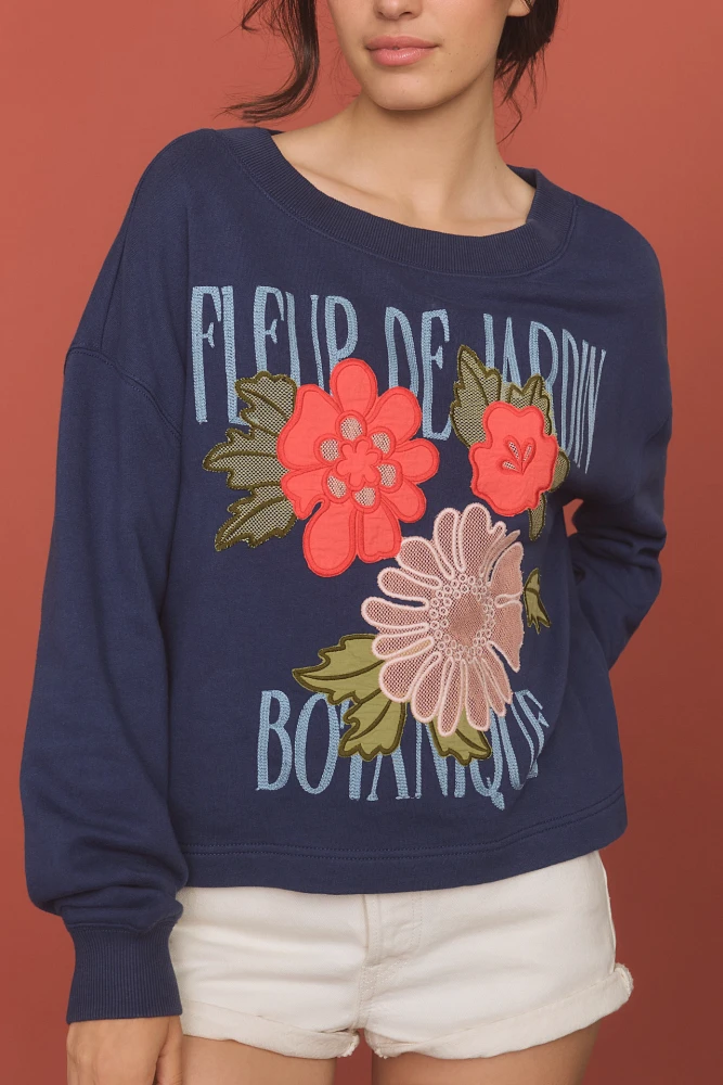 By Anthropologie Appliqué Pullover Sweater