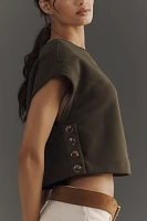 By Anthropologie Drop-Shoulder Cropped Top