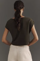 By Anthropologie Drop-Shoulder Cropped Top