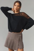 Maeve Sheer-Shoulder Pullover Knit Top