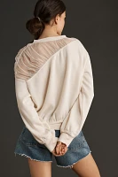 Maeve Sheer-Shoulder Pullover Knit Top