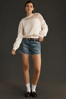 Maeve Sheer-Shoulder Pullover Knit Top