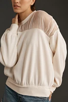 Maeve Sheer-Shoulder Pullover Knit Top