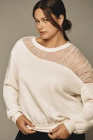Maeve Sheer-Shoulder Pullover Knit Top