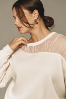 Maeve Sheer-Shoulder Pullover Knit Top