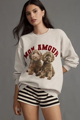 By Anthropologie Mon Amour Dogs Graphic Sweatshirt