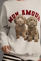By Anthropologie Mon Amour Dogs Graphic Sweatshirt