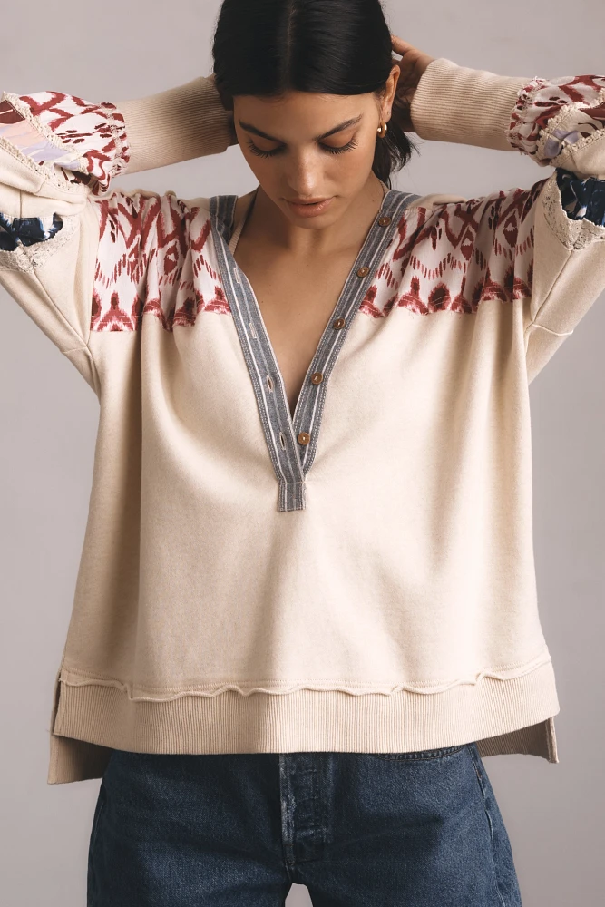 Pilcro Crafted Button-Front Pullover