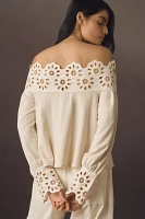 Maeve Eyelet Babydoll Blouse