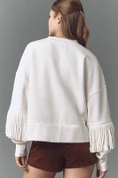 Maeve Fringe-Sleeve Crew Neck Sweatshirt