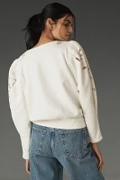 By Anthropologie Lace Cutwork Mutton-Sleeve Top