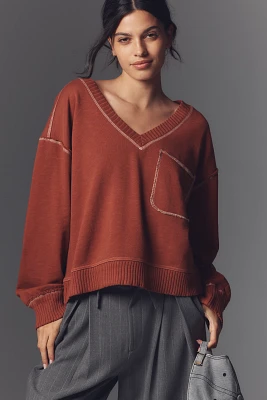 Pilcro V-Neck Front-Pocket Pullover Knit Top