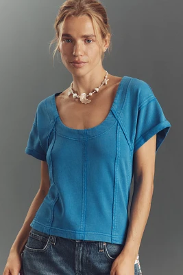 Pilcro Short-Sleeve Seamed Sweatshirt