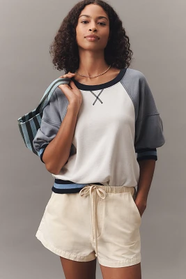 Pilcro Ribbed Raglan Short-Sleeve Sweatshirt