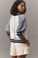 Pilcro Ribbed Raglan Short-Sleeve Sweatshirt
